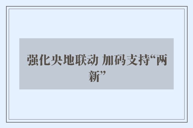 强化央地联动 加码支持“两新”