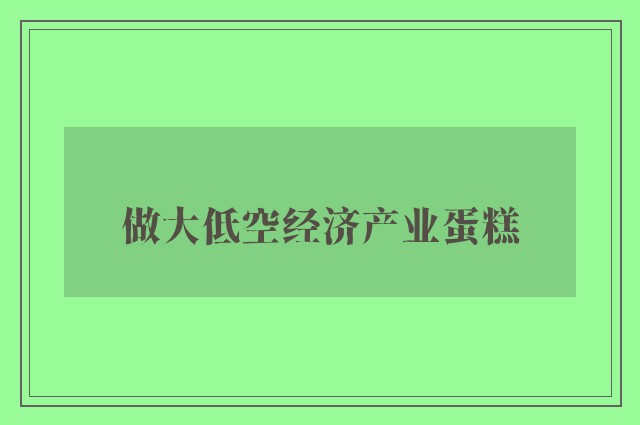 做大低空经济产业蛋糕