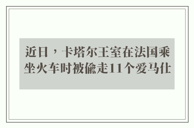 近日，卡塔尔王室在法国乘坐火车时被偷走11个爱马仕