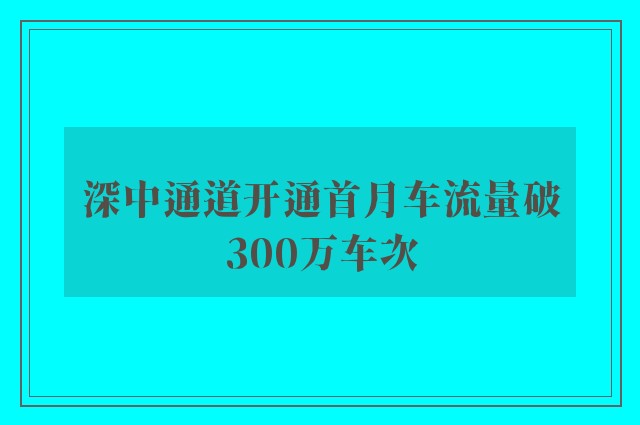 深中通道开通首月车流量破300万车次