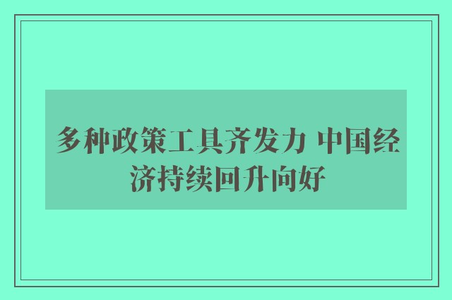 多种政策工具齐发力 中国经济持续回升向好