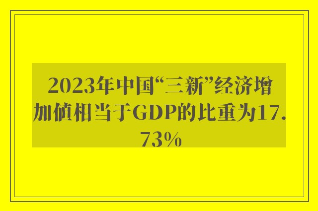 2023年中国“三新”经济增加值相当于GDP的比重为17.73%