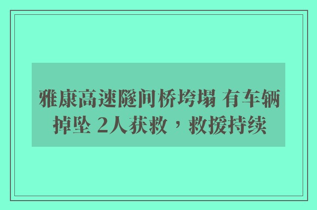 雅康高速隧间桥垮塌 有车辆掉坠 2人获救，救援持续