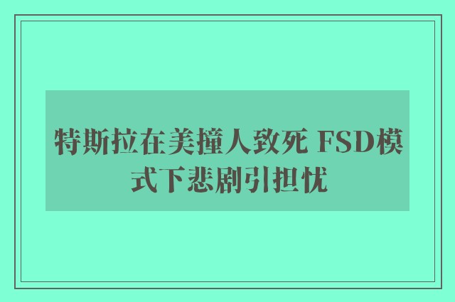 特斯拉在美撞人致死 FSD模式下悲剧引担忧