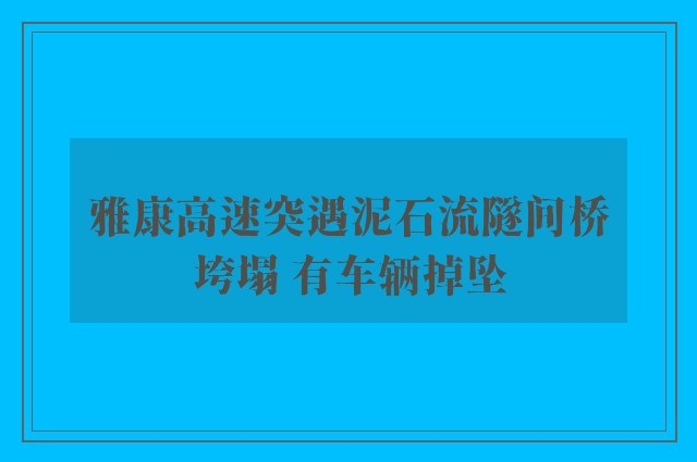 雅康高速突遇泥石流隧间桥垮塌 有车辆掉坠