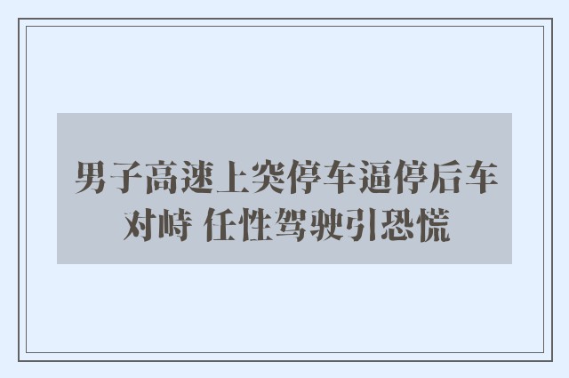 男子高速上突停车逼停后车对峙 任性驾驶引恐慌