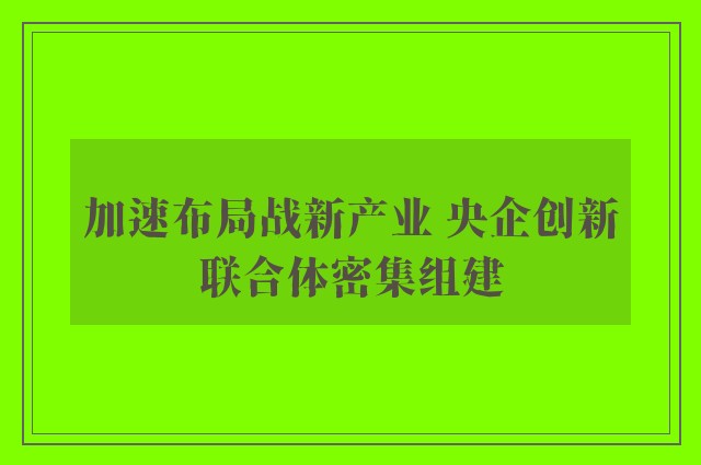 加速布局战新产业 央企创新联合体密集组建