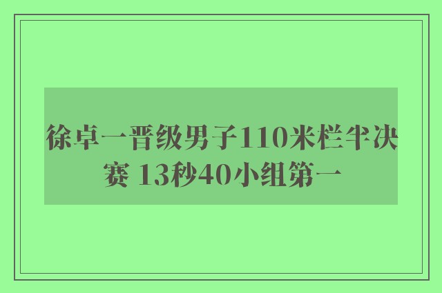 徐卓一晋级男子110米栏半决赛 13秒40小组第一