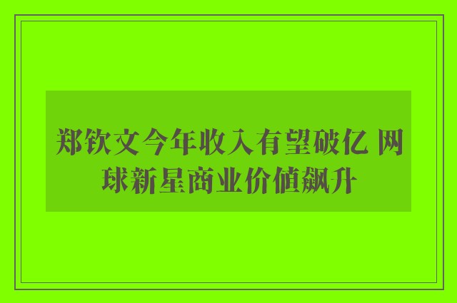 郑钦文今年收入有望破亿 网球新星商业价值飙升