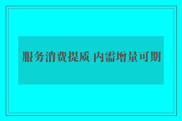 服务消费提质 内需增量可期