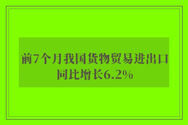 前7个月我国货物贸易进出口同比增长6.2%