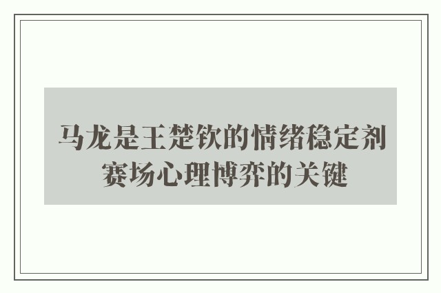 马龙是王楚钦的情绪稳定剂 赛场心理博弈的关键