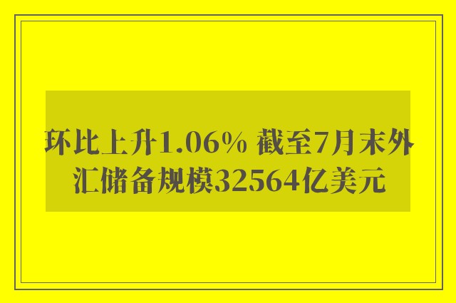 环比上升1.06% 截至7月末外汇储备规模32564亿美元