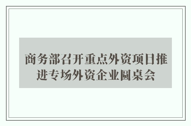 商务部召开重点外资项目推进专场外资企业圆桌会