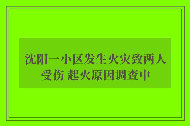 沈阳一小区发生火灾致两人受伤 起火原因调查中