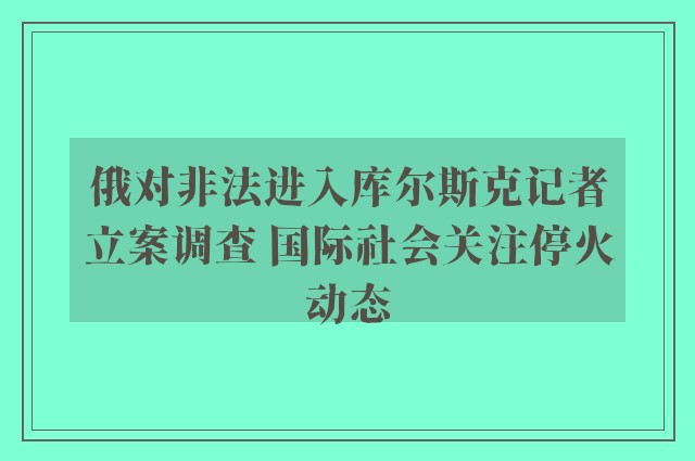 俄对非法进入库尔斯克记者立案调查 国际社会关注停火动态