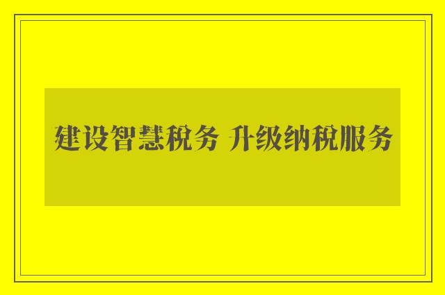 建设智慧税务 升级纳税服务