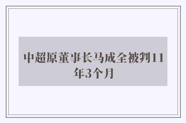 中超原董事长马成全被判11年3个月