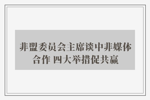 非盟委员会主席谈中非媒体合作 四大举措促共赢