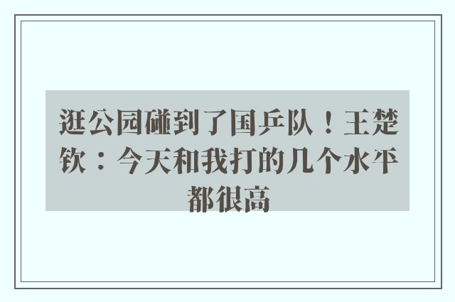 逛公园碰到了国乒队！王楚钦：今天和我打的几个水平都很高