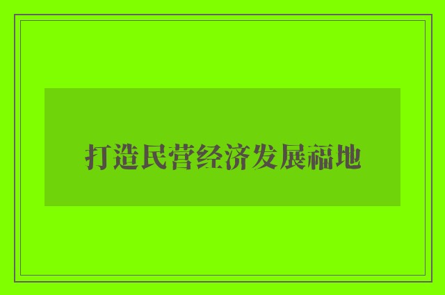 打造民营经济发展福地