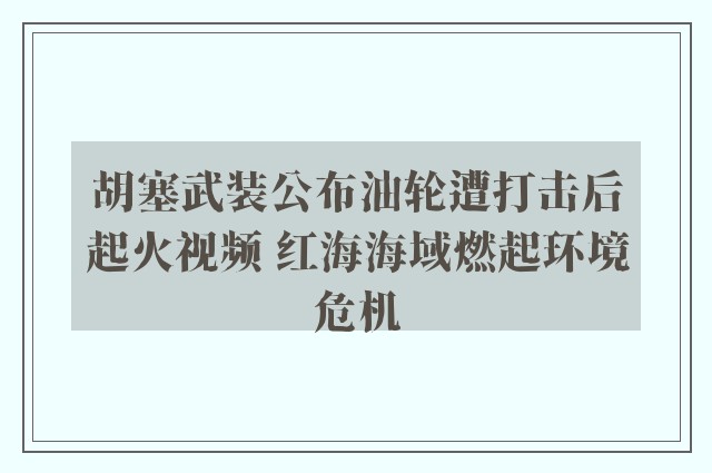 胡塞武装公布油轮遭打击后起火视频 红海海域燃起环境危机