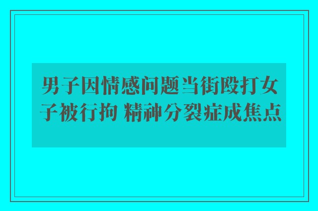 男子因情感问题当街殴打女子被行拘 精神分裂症成焦点