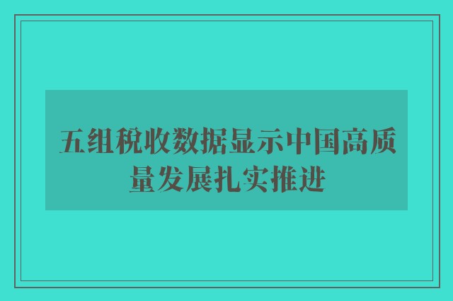 五组税收数据显示中国高质量发展扎实推进