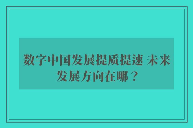 数字中国发展提质提速 未来发展方向在哪？