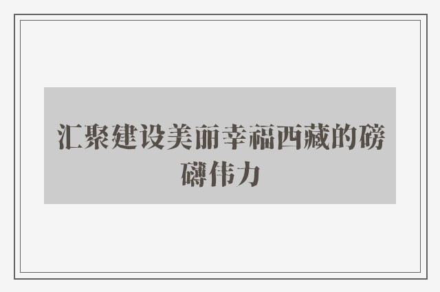 汇聚建设美丽幸福西藏的磅礴伟力