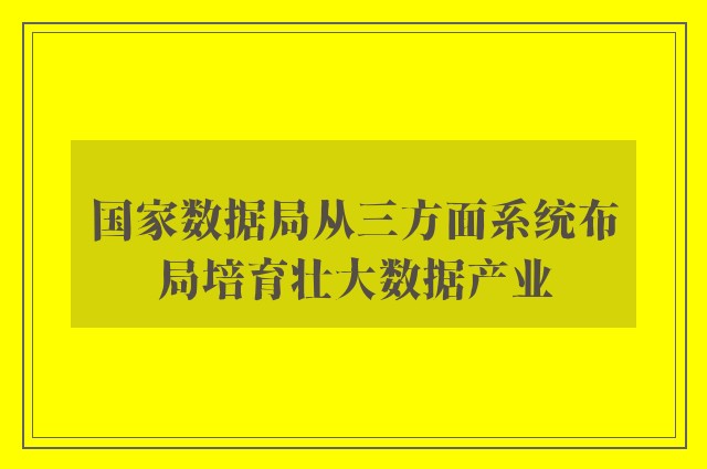 国家数据局从三方面系统布局培育壮大数据产业