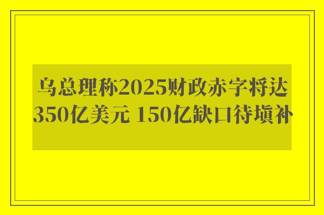 乌总理称2025财政赤字将达350亿美元 150亿缺口待填补