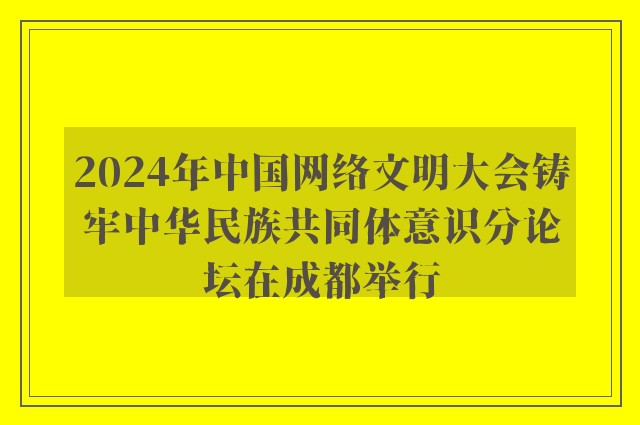 2024年中国网络文明大会铸牢中华民族共同体意识分论坛在成都举行