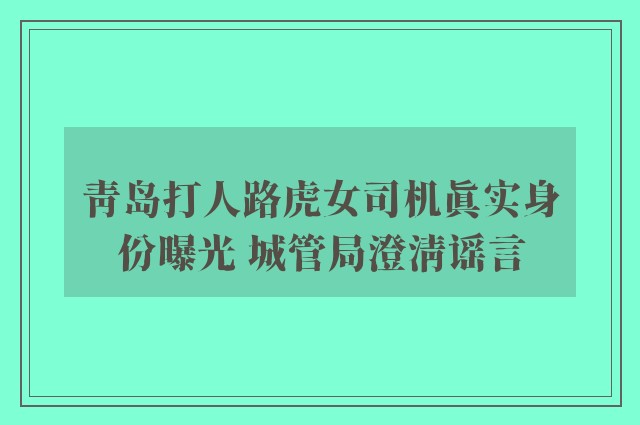 青岛打人路虎女司机真实身份曝光 城管局澄清谣言