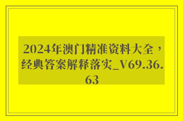 2024年澳门精准资料大全，经典答案解释落实_V69.36.63